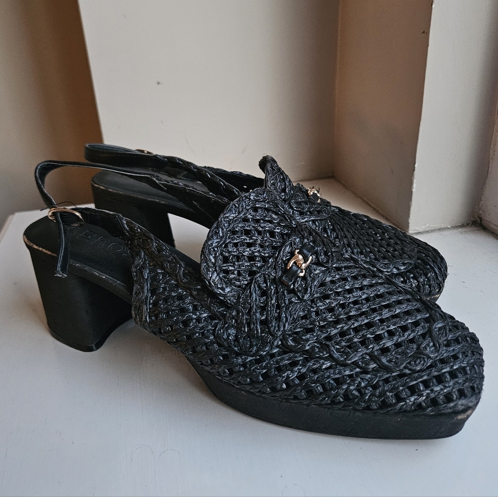 Aerosoles Womens Black Santiago Tweed Raffia - Size 12